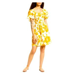 RIP CURL Azalea Mini Dress Small Cotton Smocked Summer Dress